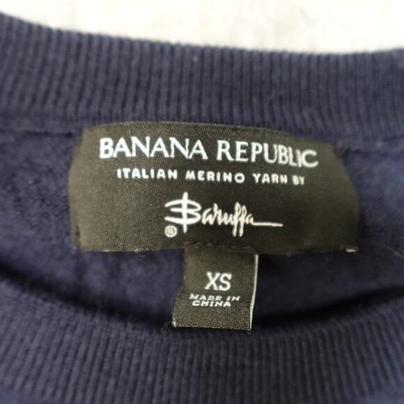 Banana Republic Sweater Womens Small Baruffa Merino Wool Navy Blue Crew Neck - Picture 2 of 8